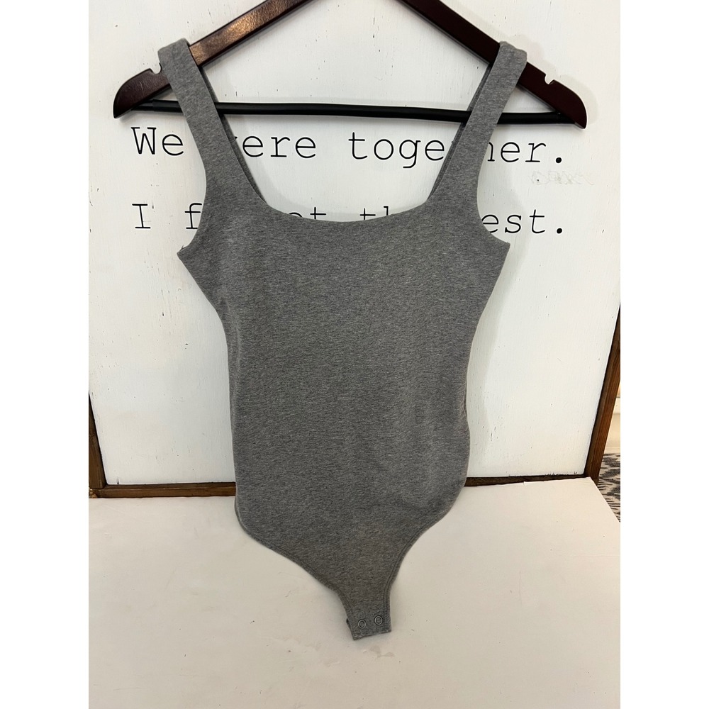 Abercrombie Fitch Grey Square Neck Tank Bodysuit Women's Size S.   Dd